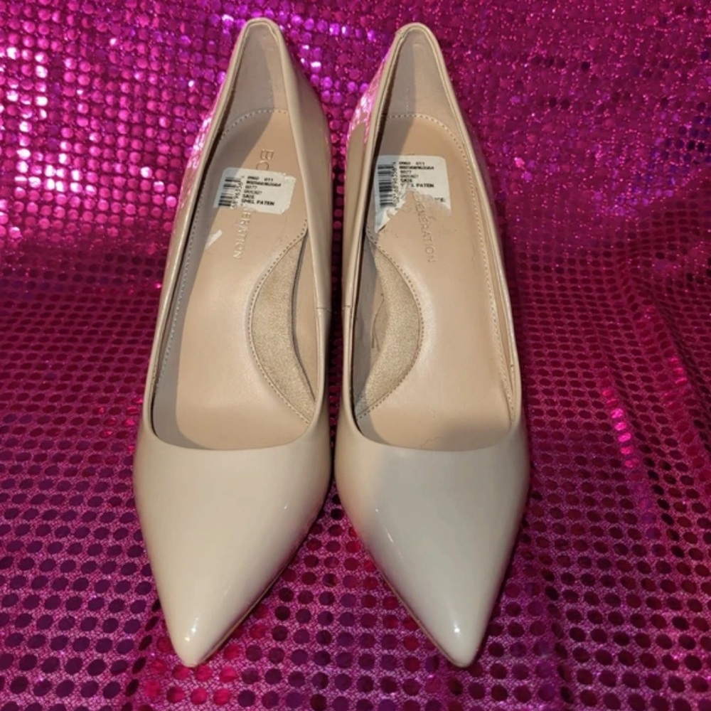 Eliza J Nude Patent Pointed-Toe Pumps